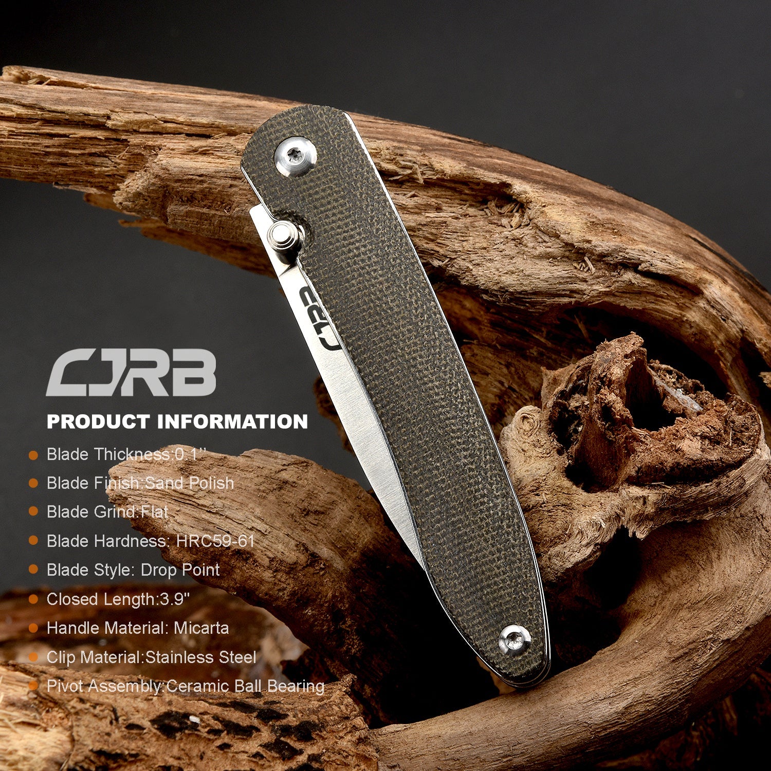 CJRB Ria J1917 AR-RPM9 Steel Blade Micarta Handle Folding Knives