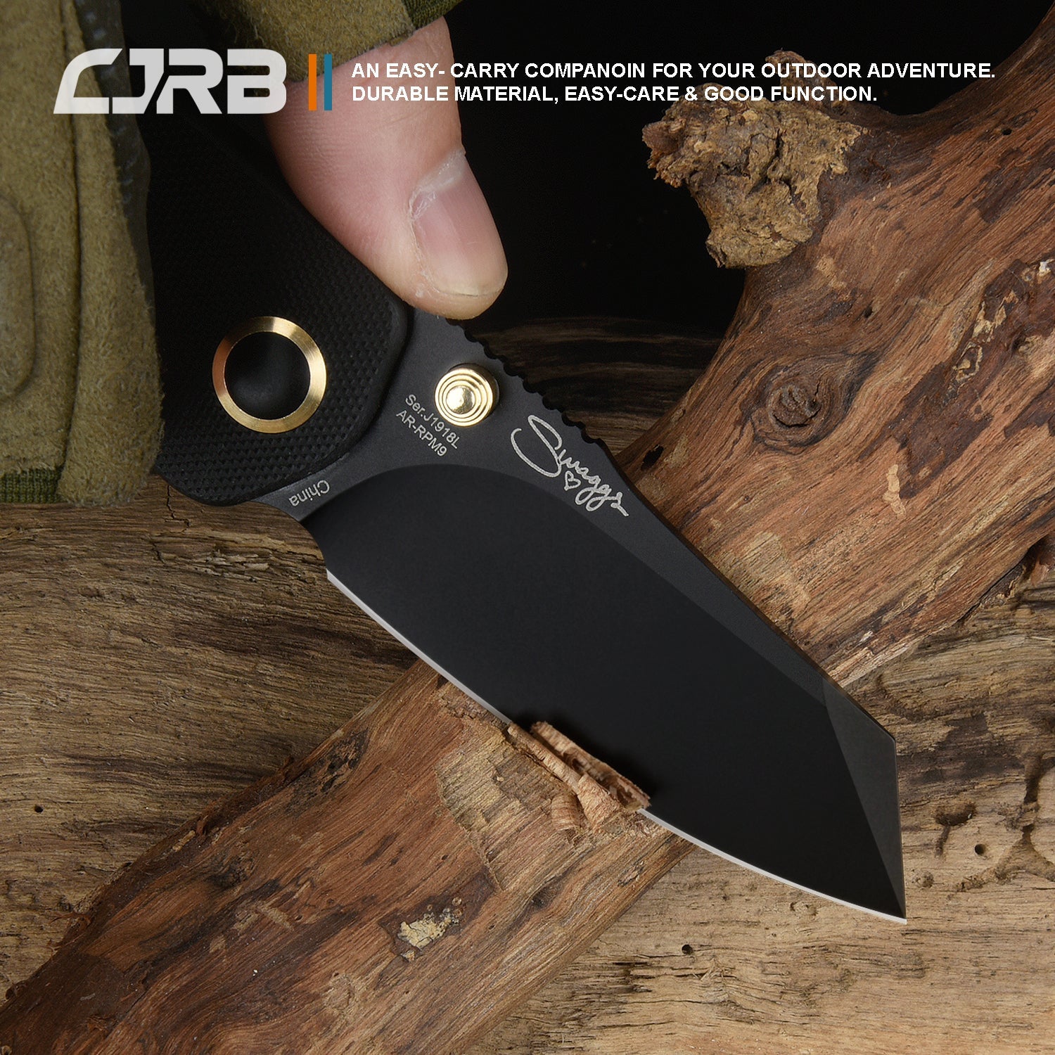 CJRB More Maileah J1918L Black Pvd Coated AR-RPM9  Steel Blade Folding Knives