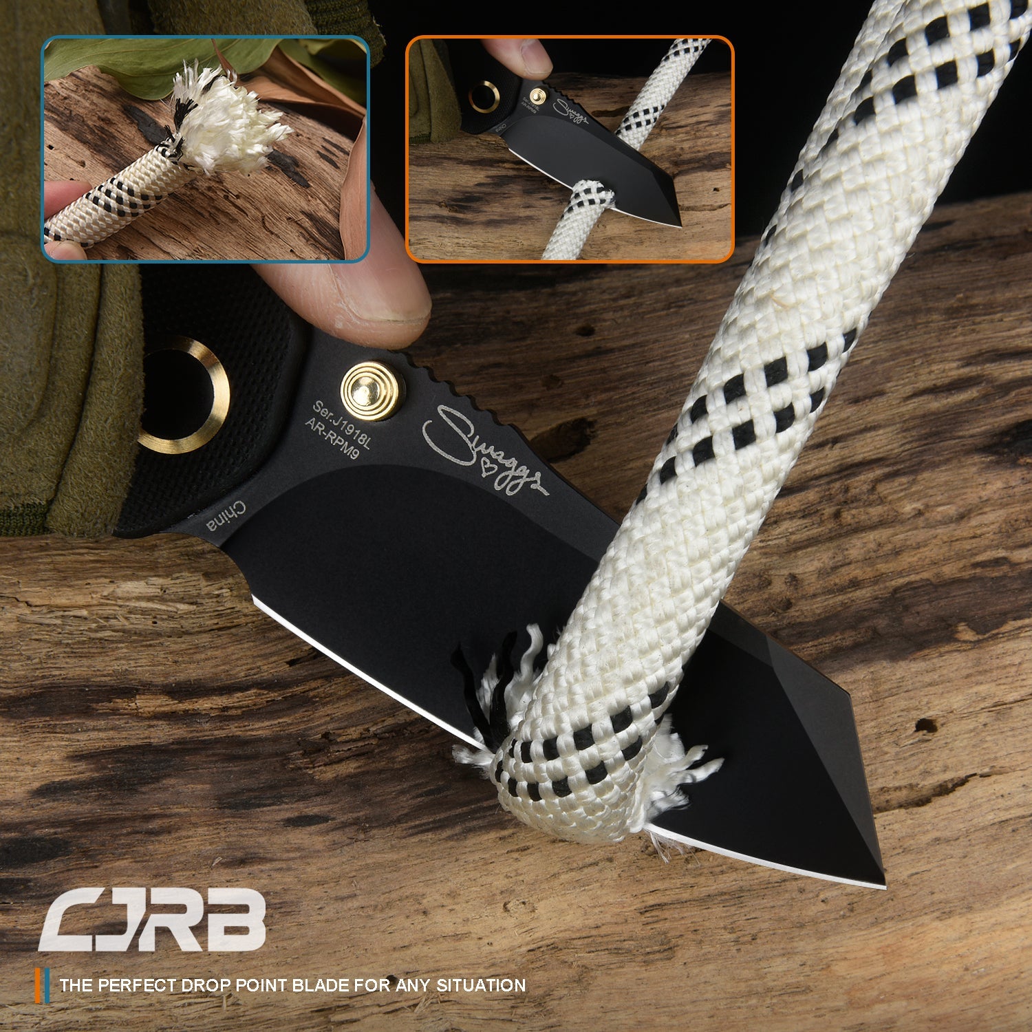 CJRB More Maileah J1918L Black Pvd Coated AR-RPM9  Steel Blade Folding Knives