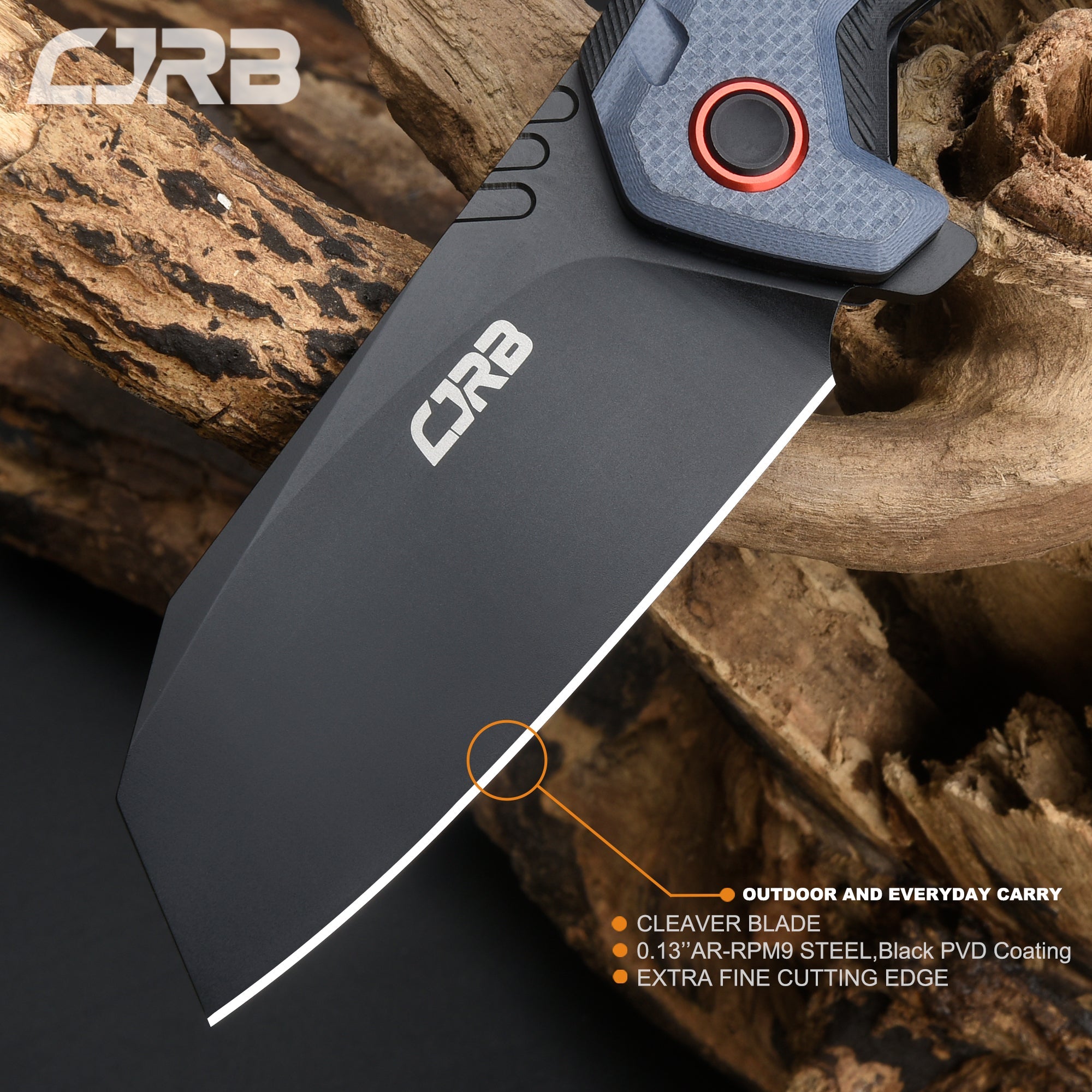 CJRB Tigris J1919 AR-RPM9 Powder Steel Black Pvd Blade Black&Blue G10 Handle Pocket Knives Folding Knives Edc Knives
