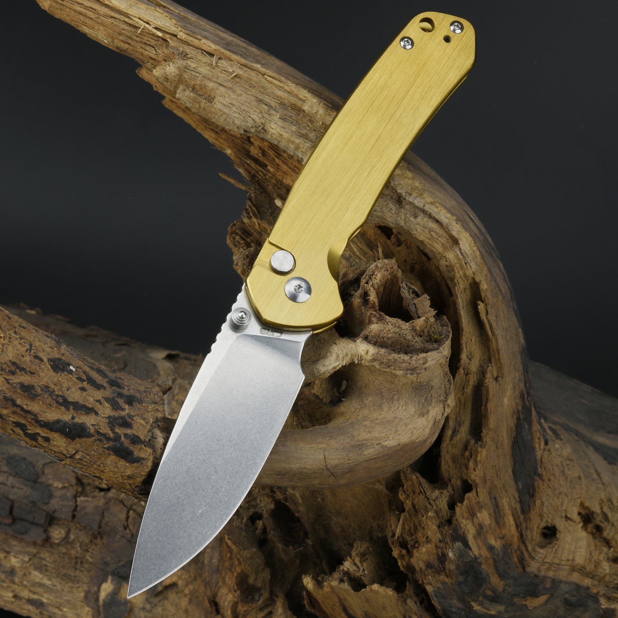 CJRB Pyrite J1925 AR-RPM9 Steel Blade Steel Handle Folding Knives Brass Colorer