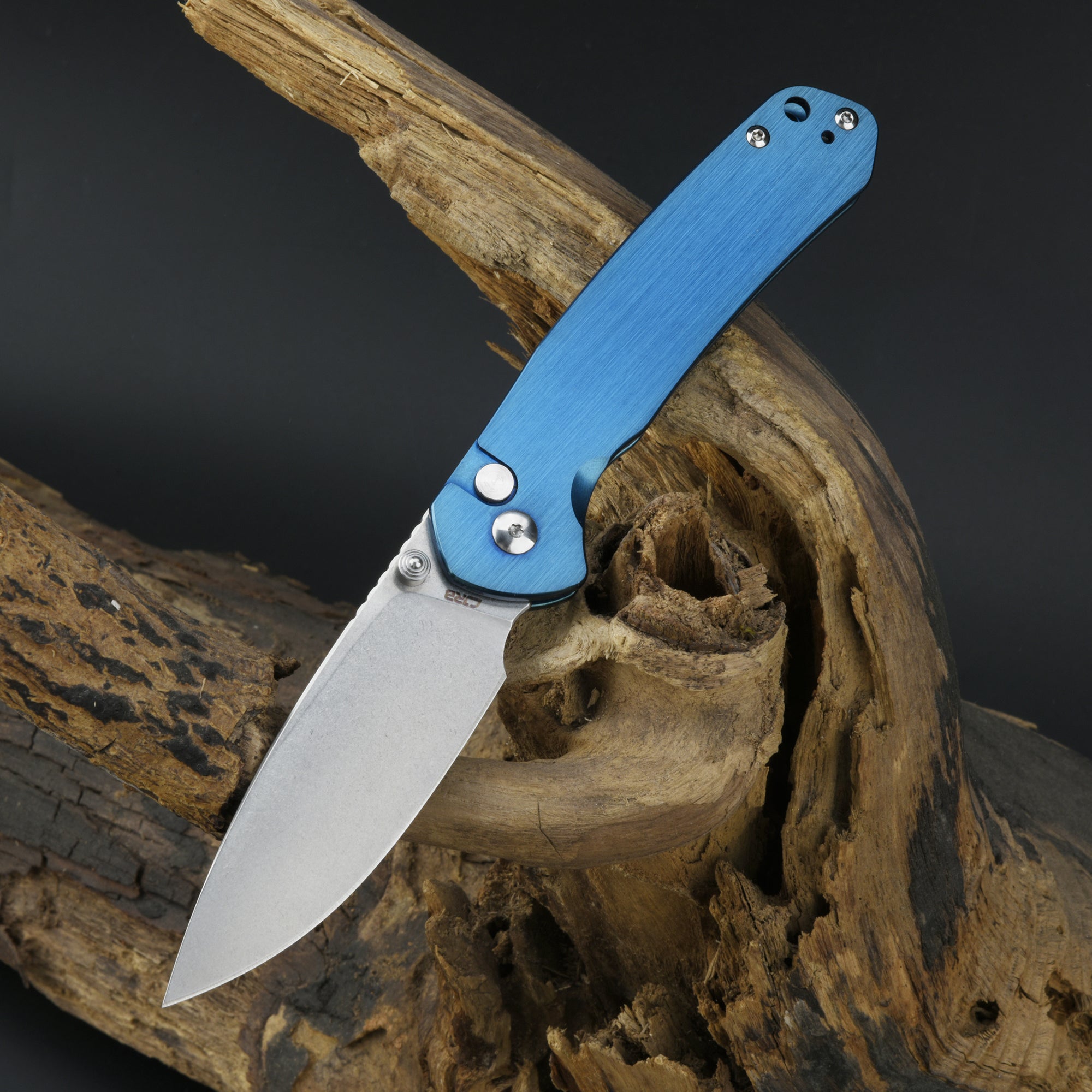 CJRB Pyrite J1925 AR-RPM9 Steel Blade Steel Handle Folding Knives Blue