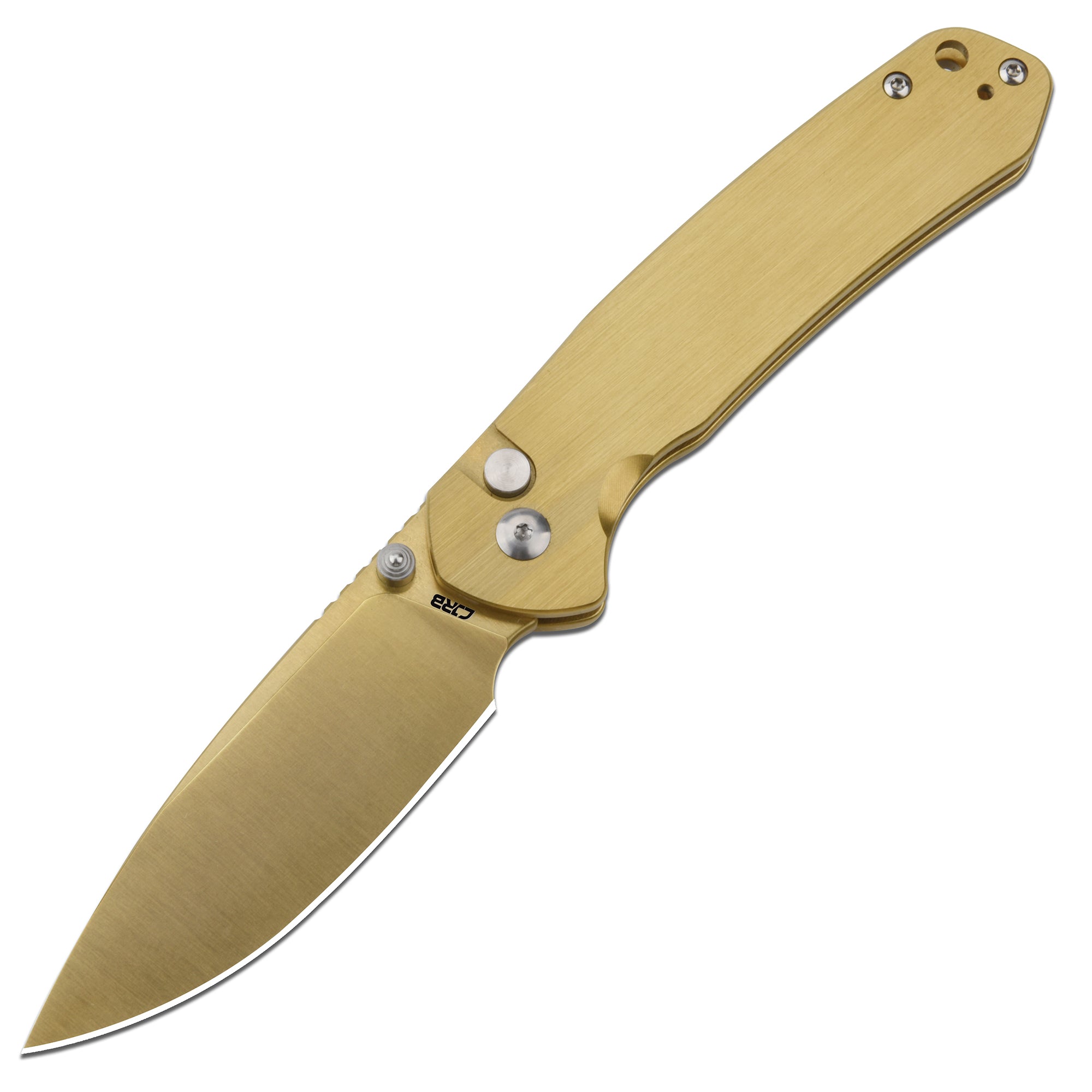 CJRB Pyrite J1925 AR-RPM9 Steel Blade Steel Handle Folding Knives Brass Colorer