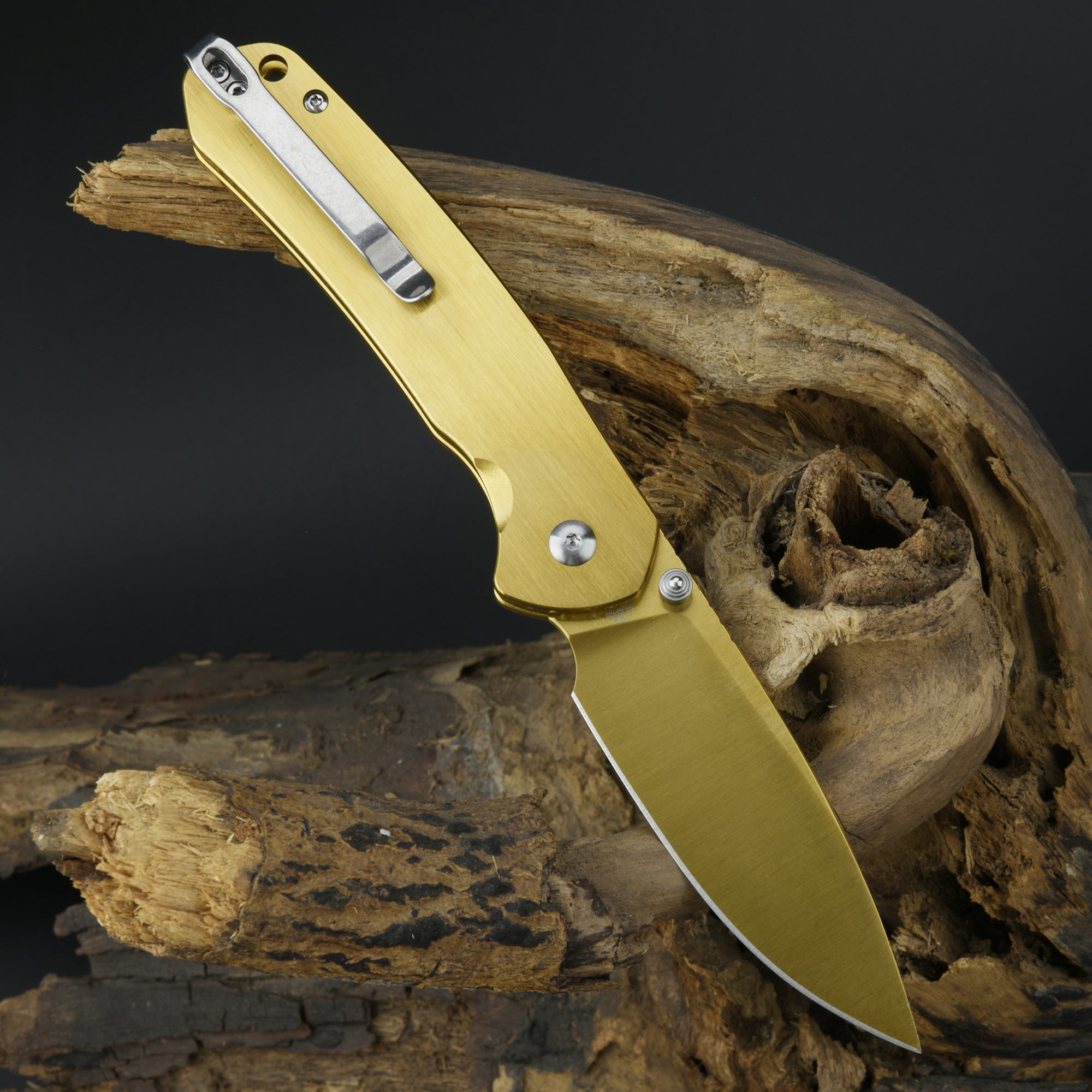 CJRB Pyrite J1925 AR-RPM9 Steel Blade Steel Handle Folding Knives Brass Colorer