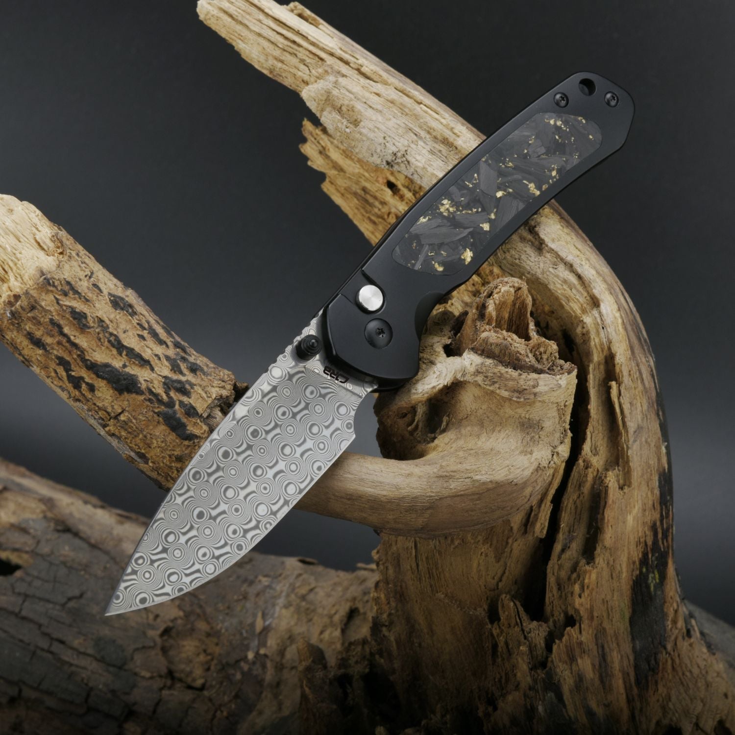 CJRB Pyrite J1925T-DGCF Damascus Blade Titanium Handle Folding Knives(Limited Edition)